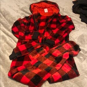 Red and Black Plaid Hooded Robe